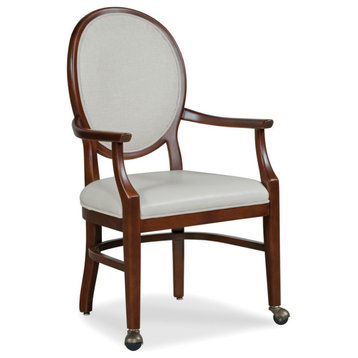 Hughes Arm Chair, 9508 Hazelnut Fabric, Finish: Tobacco