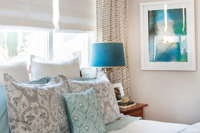 Trendy master bedroom photo in Los Angeles with gray walls