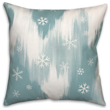 Blue Abstract Snowflakes 16x16 Spun Poly Pillow