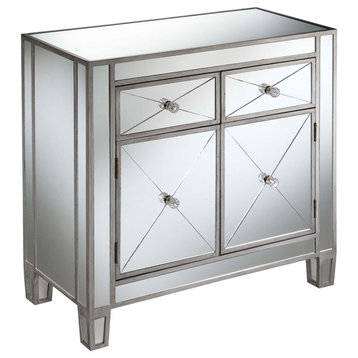 Gold Coast Vineyard Mirrored 2 Drawer Hall Table With Storage Cabinet