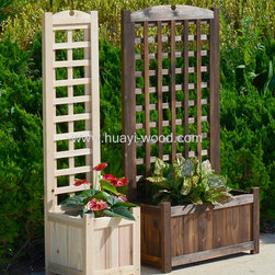 Wooden Planter Boxes with Built in Back Trellis - Outdoor Pots And Planters