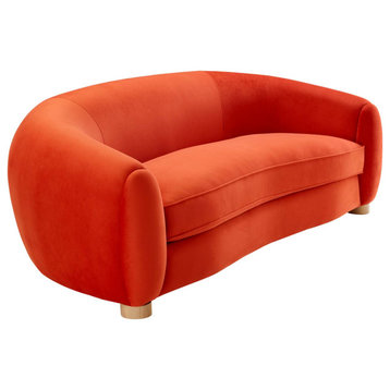 Abundant Performance Velvet Sofa, Orange