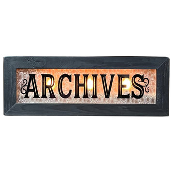 Vintage-Style Lighted Glass Archives Sign
