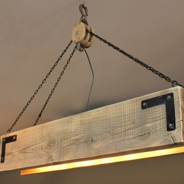Reclaimed Wood Chandelier with Pulley