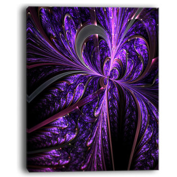 "Embossed Dark Purple Floral Shapes" Floral Wall Art Canvas, 12"x20"