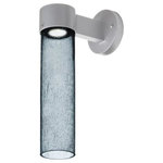 Besa Lighting - Besa Lighting JUNI16BL-WALL-LED-SL Juni 16 - 17.5" 4W 1 LED Outdoor Wall Sconce - The Juni 16 sconce is composed of a Silver aluminum bracket and transparent Blue glass cylinder, with an interesting bubble pattern blown randomly throughout the glass. The pleasing play of light through the bubble accents make for a striking affect. The standard incandescent option offers a prominent display of the lamp filament behind the glass, while the LED option results in a splash of concealed LED downlight. These stylish and functional luminaries are offered in a beautiful Silver finish.  Shade Included: TRUE  Dimable: TRUE  Eco-Friendly: TRUE  Color Temperaute:   Lumens: 240  CRI: 82  Rated Life: 25,000 HoursJuni 16 17.5" 4W 1 LED Outdoor Wall Sconce Silver Blue Bubble GlassUL: Suitable for damp locations, *Energy Star Qualified: n/a  *ADA Certified: n/a  *Number of Lights: Lamp: 1-*Wattage:4w LED bulb(s) *Bulb Included:Yes *Bulb Type:LED *Finish Type:Silver
