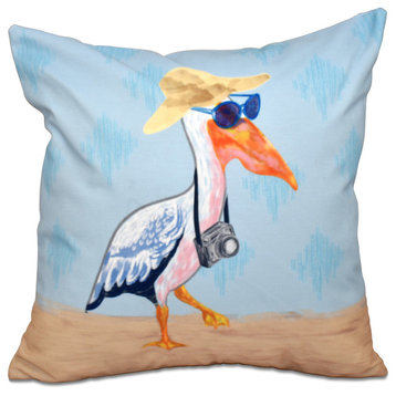 Bernadette, Animal Print Outdoor Pillow, Blue, 20"x20"