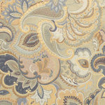 Blue, White and Gold, Abstract Floral Upholstery Fabric By The Yard - This contemporary upholstery jacquard fabric is great for all indoor uses. This material is uniquely designed and durable. If you want your furniture to be vibrant, this is the perfect fabric!