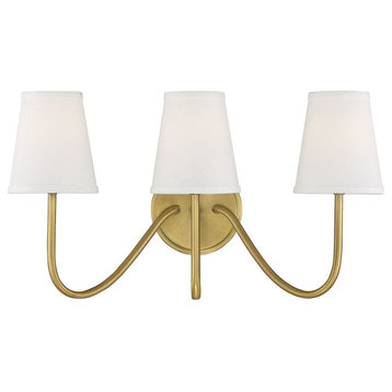 Savoy House Meridian 3 Light Wall Sconce M90056NB, Natural Brass