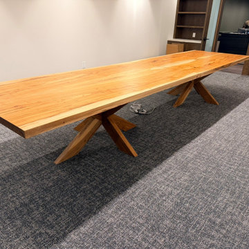 Pecan Slab Tables with Pedestal Base