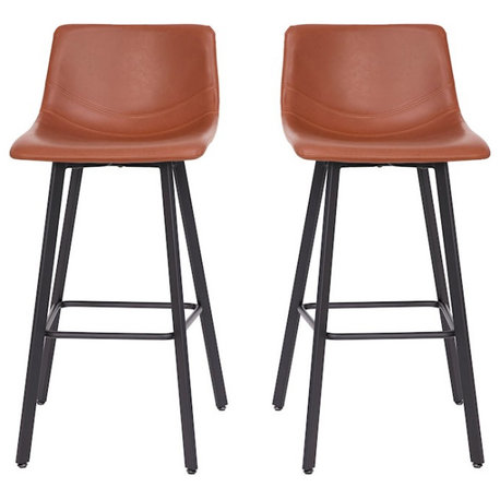 Flash Furniture Caleb 30" Stool, Pack of 2, Cognac, CH-212069-30-BR-GG