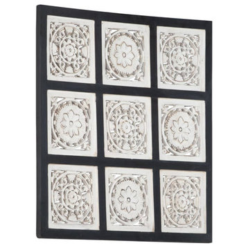vidaXL Wall Panel Framed Wall Art Decor Wall Covering MDF Black and White