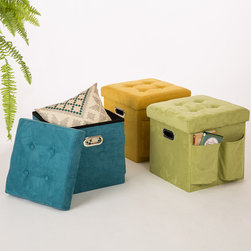 Glitzhome Cube Faux Suede Foldable Storage Ottoman with/Padded Seat - Products