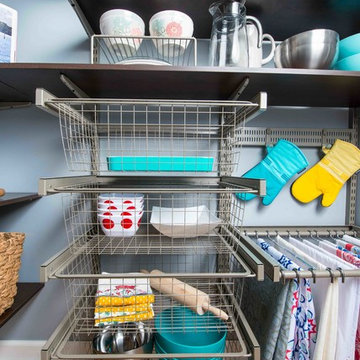 Organized Pantry Shelving | freedomRail Reveal Basket Stack