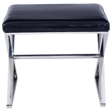 Pasargad Luxe Collection Faux Leather Bench, Black