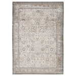 Jaipur Living - Vibe by Jaipur Living Odel Oriental Gray/ White Area Rug 11'8"X15' - The Sinclaire collection is a vintage-inspired assortment of faded traditional designs for a casual yet glam statement. The Odel rug boasts a stunning floral lattice motif with lustrous metallic details and a cream, gray, and silver colorway. The sleek polyester and polypropylene fibers of this luxe rug lend a chameleon-like shine, offering the unique blend of modernity and timeless distressing.