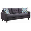 Coaster Watsonville Contemporary Upholstery Tufted Fabric Sofa in Gray