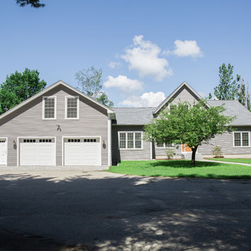 Front Elevation, gray siding/shakes
