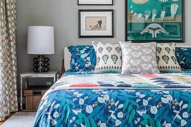 Bedroom - mid-sized eclectic master bedroom idea in Denver with gray walls and no fireplace