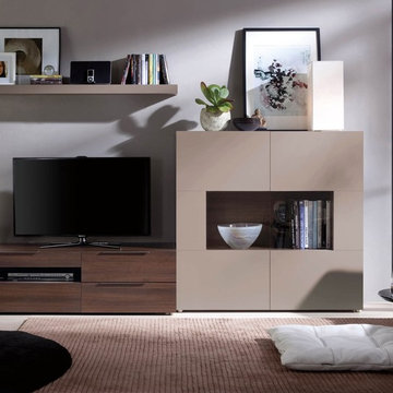 Rio Modern Wall Unit | Walnut & Beige