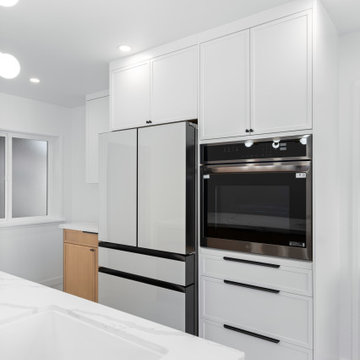 Modern Oak and White Kitchen Remodel with Waterfall Island | The Cabination