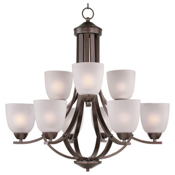 Maxim Axis Nine Light Oil Rubbed Bronze Frosted Glass Up Chandelier