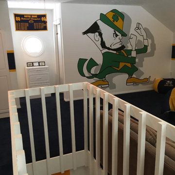 Notre Dame Fighting Irish Themed Murals, painted in a bedroom loft by Tom Taylor