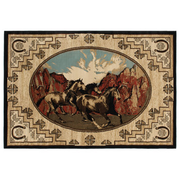 Lodge King Great Escape Western Horse Area Rug, 7'10"x9'10"
