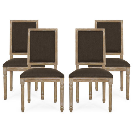Amy French Country Wood Dining Chair, Set of 4, Brown/Natural