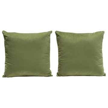 Set of (2) 16 Square Accent Pillows in Sage Green Velvet by Diamond Sofa