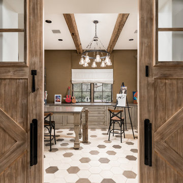 Home Art Studio with Wood Barn Doors