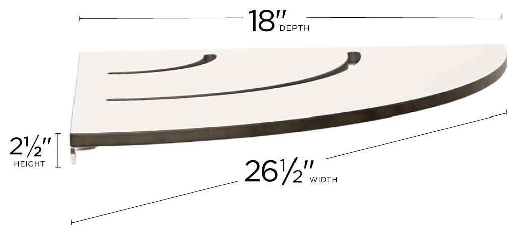White Corner Shower Seat With 18" Radius