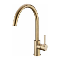 Traditional Single Lever Kitchen Sink Tap, Solid Brass With Swivel Spout, Gold