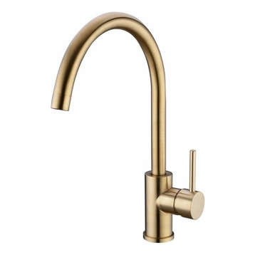 Traditional Single Lever Kitchen Sink Tap, Solid Brass With Swivel Spout, Gold