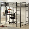 Furniture of America Mattelius Metal Twin Loft Bed with Workstation in Silver