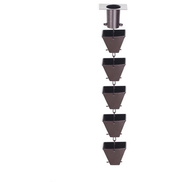 Medium Bronze Aluminum Square Cups Rain Chain With Installation Kit, 9 Feet
