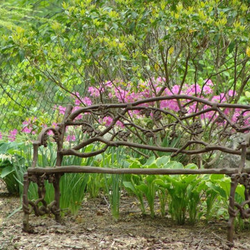 Antique Garden Bench in shade garden