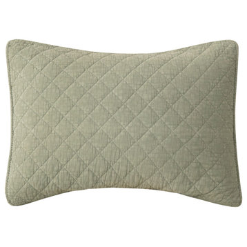 Stonewashed Cotton Gauze Pillow Sham, Celadon, King