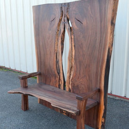 Live Edge Walnut High Backed Bench - Indoor Benches