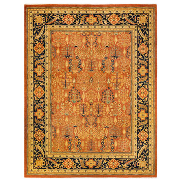 Eclectic, One-of-a-Kind Hand-Knotted Area Rug Orange, 9' 2" x 11' 10"