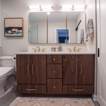 Warm Walnut & Brass Primary Bath Retreat