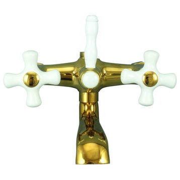 Tub Faucet Part PVD Brass Cross Handle Porcelain |