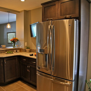 Dark Transitional Kitchen Remodel |Espresso Cabinets & Light Granite Countertops
