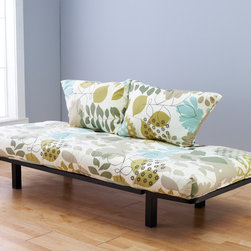 Black Metal Futon with English Garden Mattress in Bed Position - Products