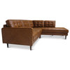 Lucille Modern Living Room Top Leather Corner Sectional Couch in Cognac Tan