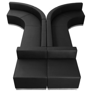 HERCULES Alon Series Black Leather Reception Configuration, 8 Pieces