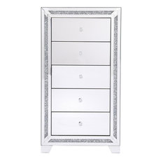 25.5" Crystal Mirrored 5 Drawer Cabinet