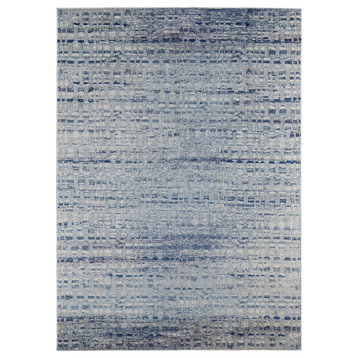 Weave & Wander Adelmo Abstract Contemporary Rug, Blue/Ivory, 9'x12'