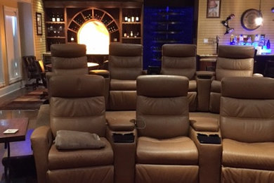 Home theater - transitional home theater idea in Nashville