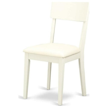 Set of 2 Dining Chair, Comfortable Faux Leather Seat With Open Backrest, White